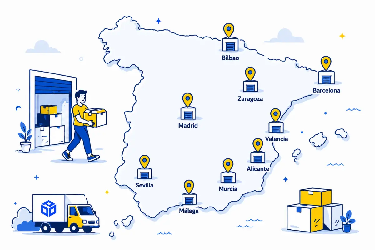 Mapa de centros de Trasterola para buscar trasteros en España por ciudad